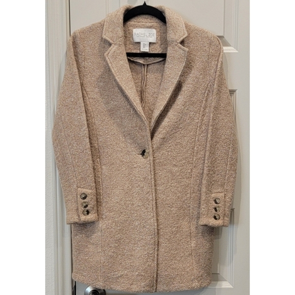 Chic Rachel Zoe Tan Wool/Viscose Blend Long Coat – Size Small - Picture 2 of 5